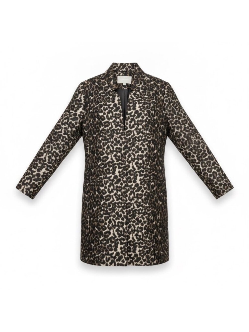 Johnston & Murphy Womens Leopard Wool Blend Coat Vintage Chic Black Tan Sz XL